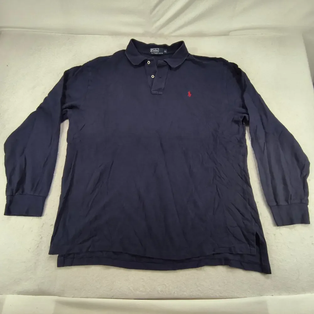 Polo by Ralph Lauren Collared Casual Long Sleeve Polo Shirt Mens Size XL Navy